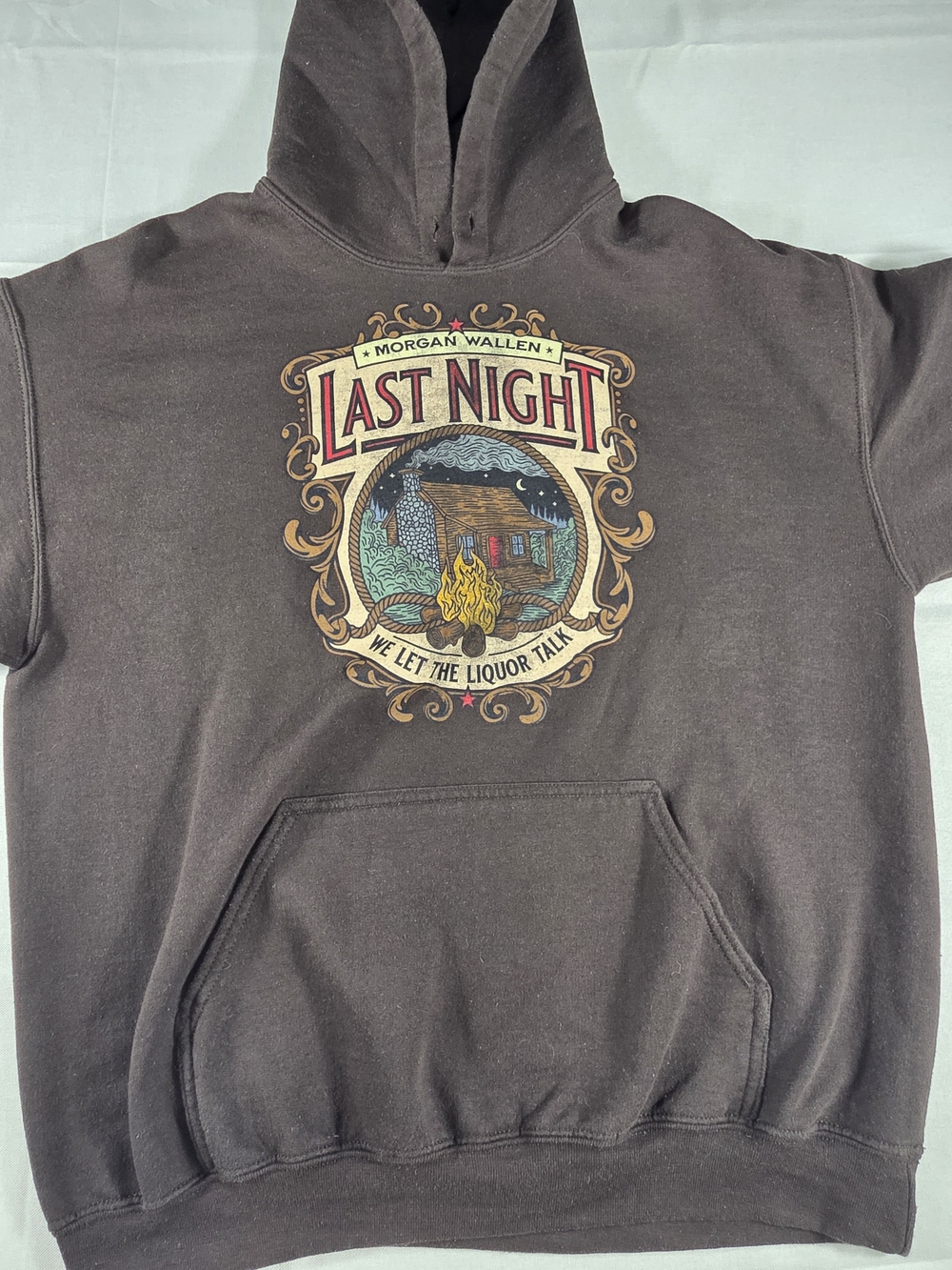 Morgan Wallen Last Night Brown Concert Hoodie L